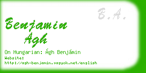 benjamin agh business card